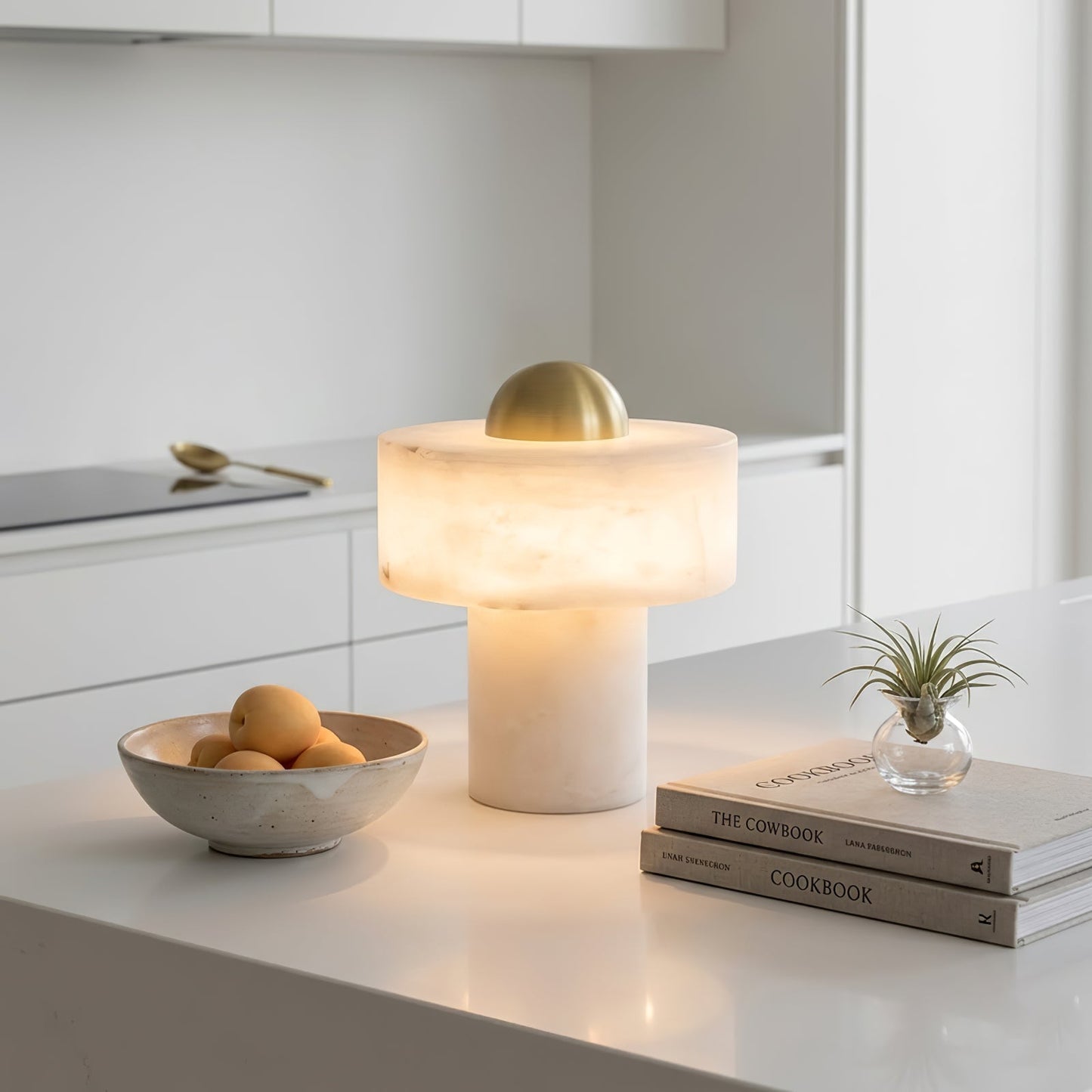 Dual Pillar Natural Alabaster Table Lamp