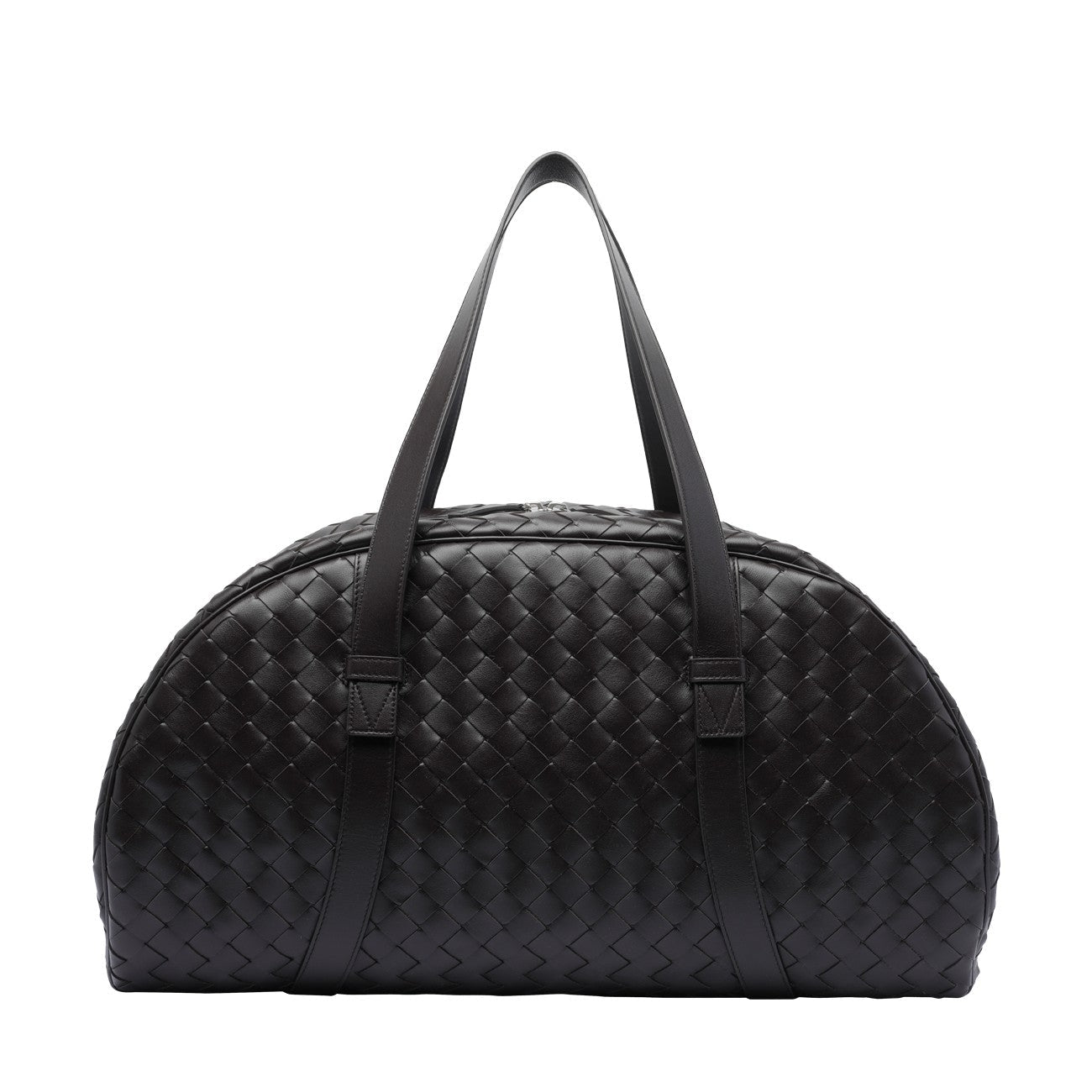 Bottega Veneta Black Calf Leather Woven Duffle Bag