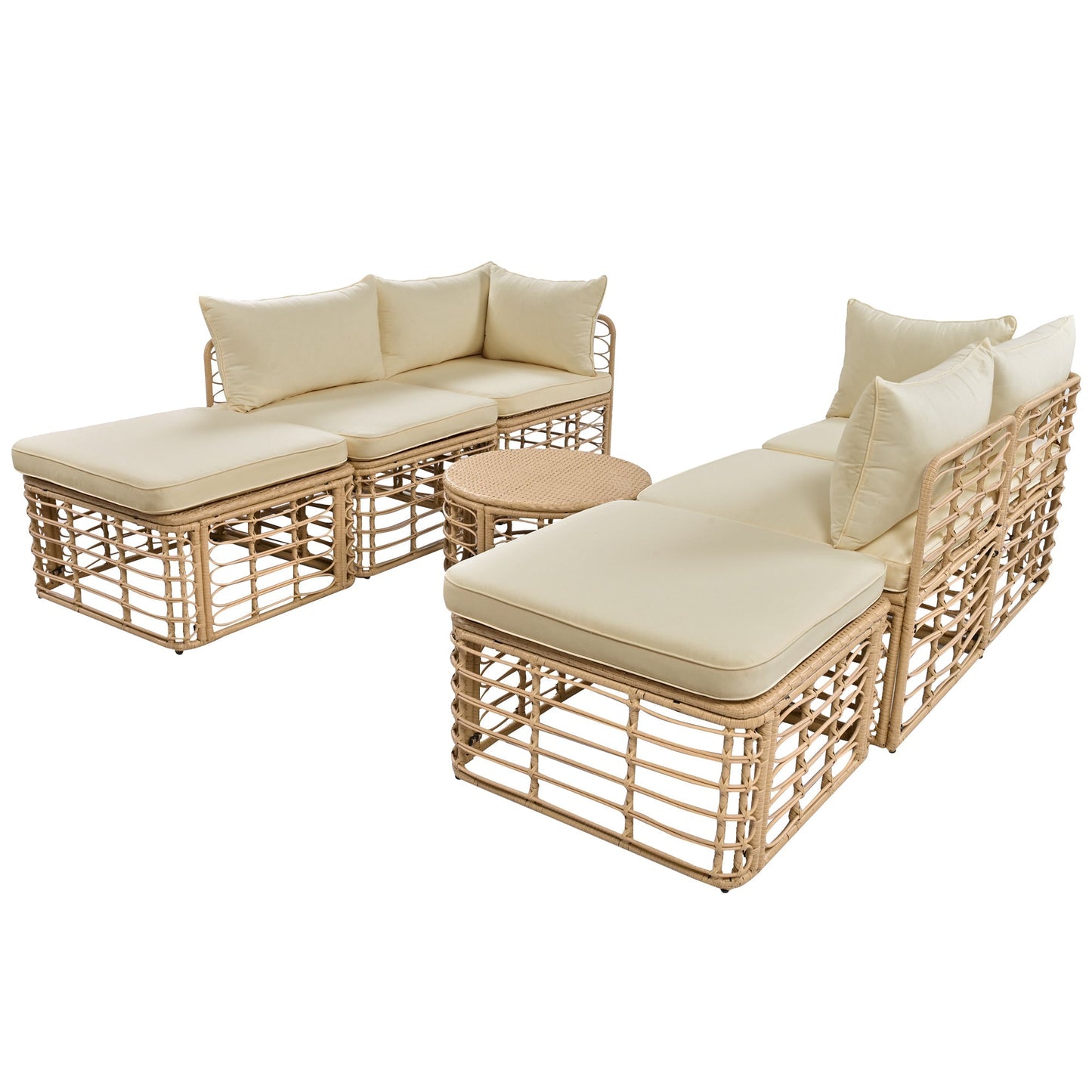 The Ashbourne Modular All-Weather Wicker Outdoor Sectional Sofa Set with Round Coffee Table