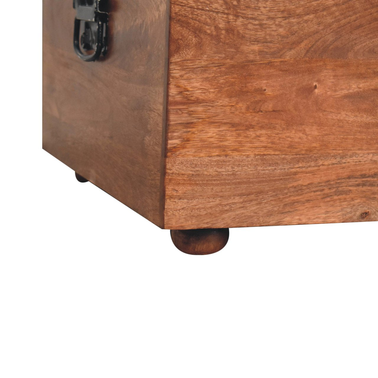 Sporting Estate Buffalo Leather & Mango Wood Storage Bench — Honey