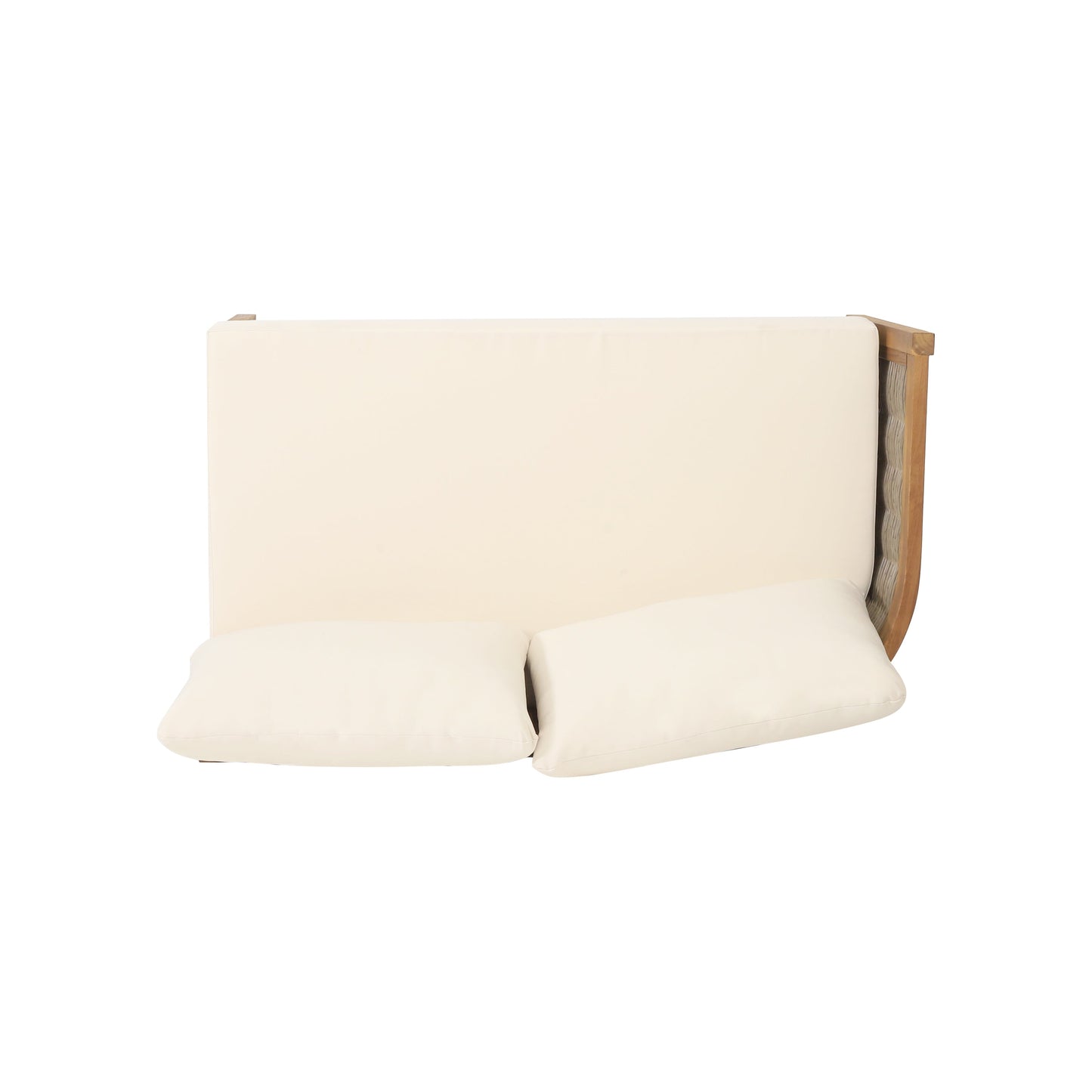 Outdoor Teak Conversation Set with Beige Cushions 4 Piece