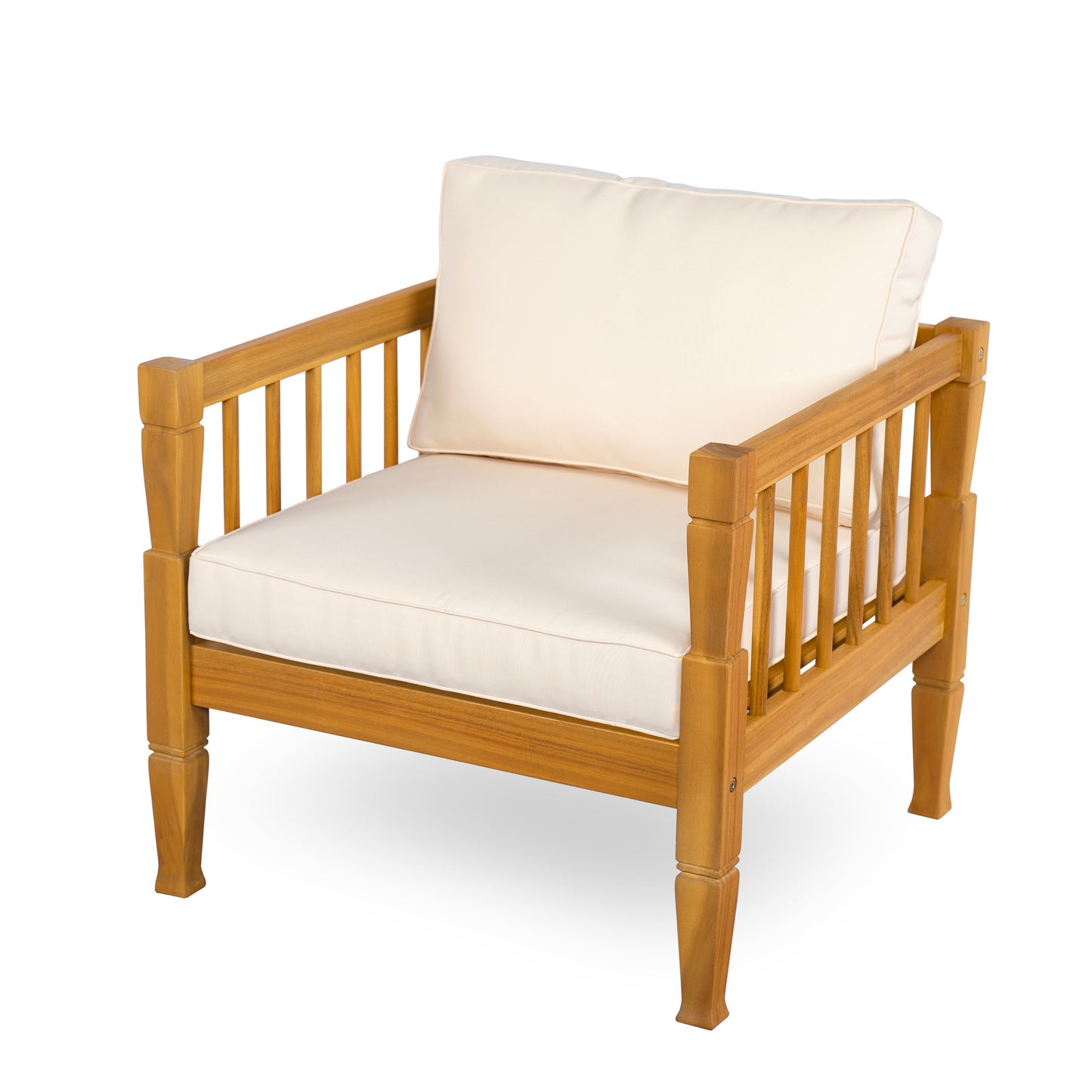 Patio Conversation Set 4-piece Teak Finish with Coffee Table and Cushions