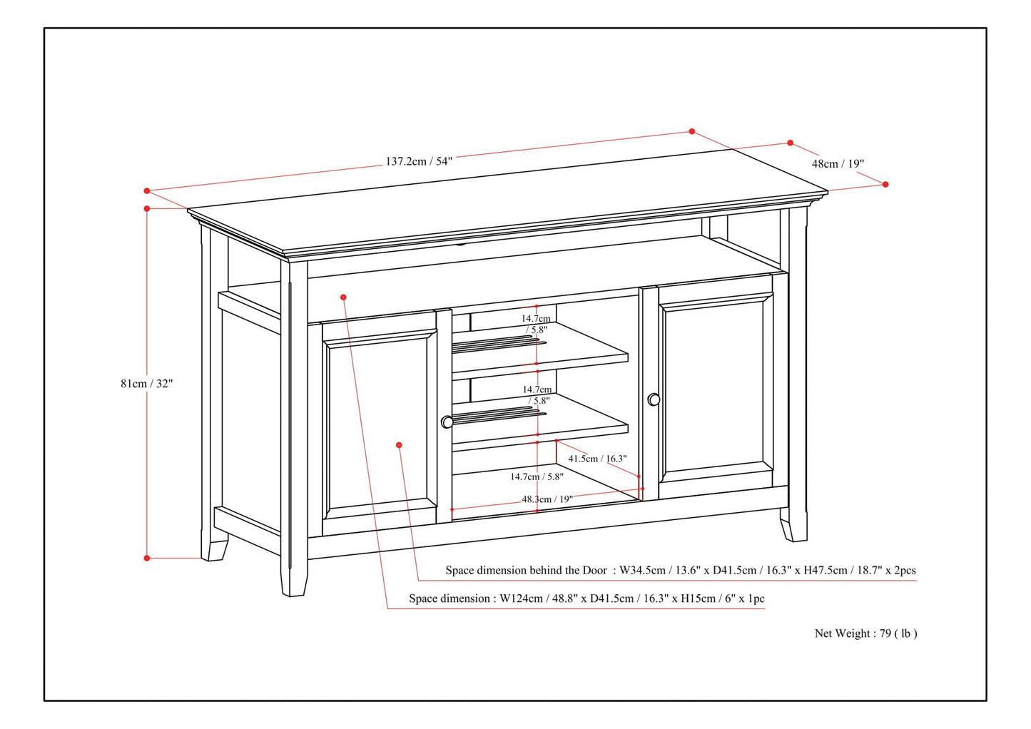 Amherst - TV Media Stand, Handcrafted