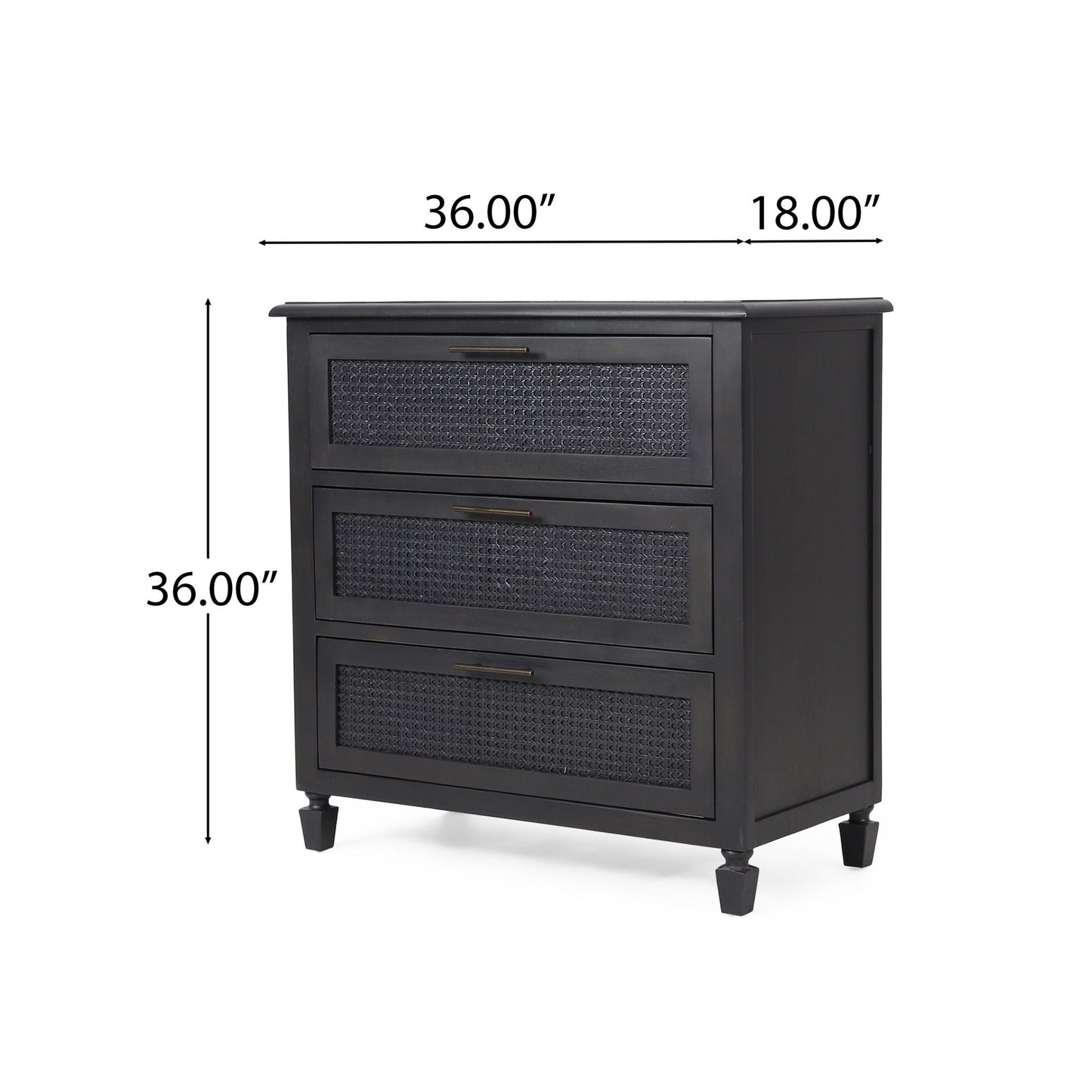 Newell - Cane 3 Drawer Dresser - Dark Gray