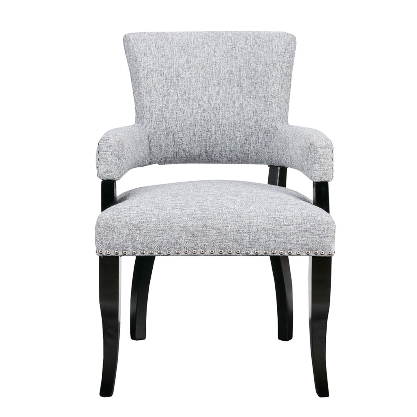 Elegant Arm Dining Chair With Brass Nail Head Detailing