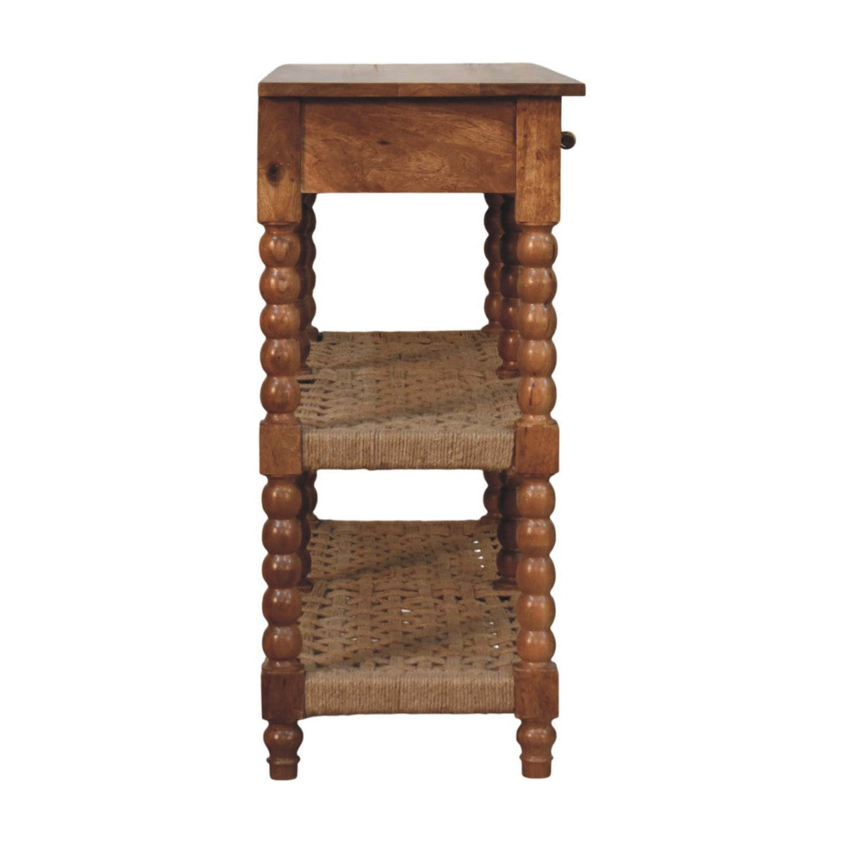 Sporting Estate Spindle & Woven Console Table — Chestnut