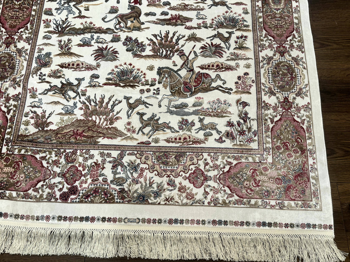 The Sporting Estate Ivory Hunting Scene Rug — 4' × 6'