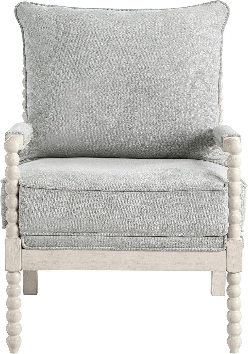 Upholstered Spindle Accent Chair Smoke Grey Textured Upholstery