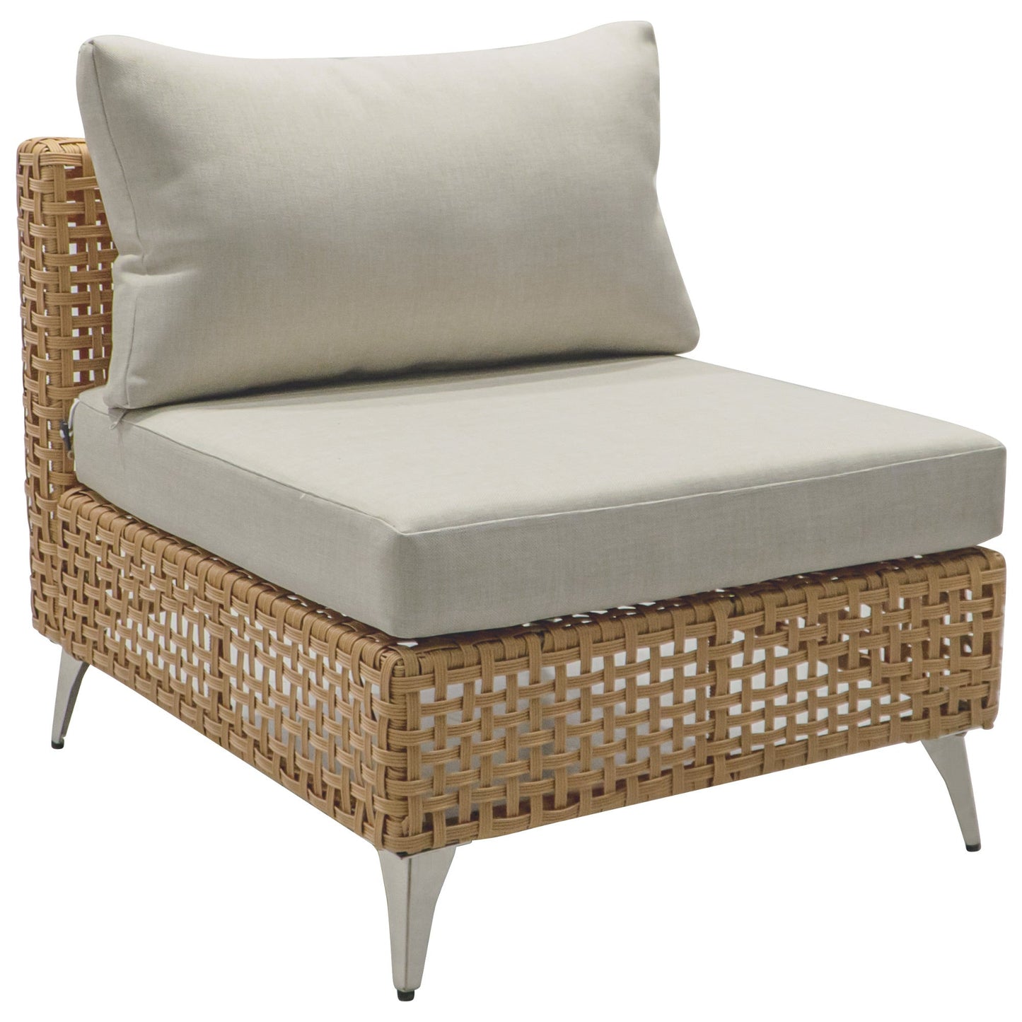 Patio Set Wicker Sectional with Water Resistant Beige Cushions and Coffee Table