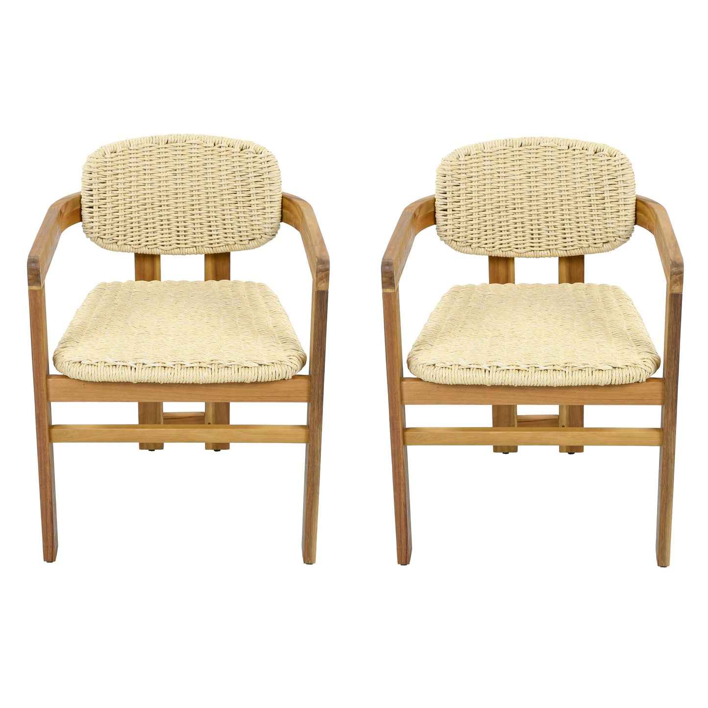 Outdoor Woven Rattan Chair Set Two Accent Chairs