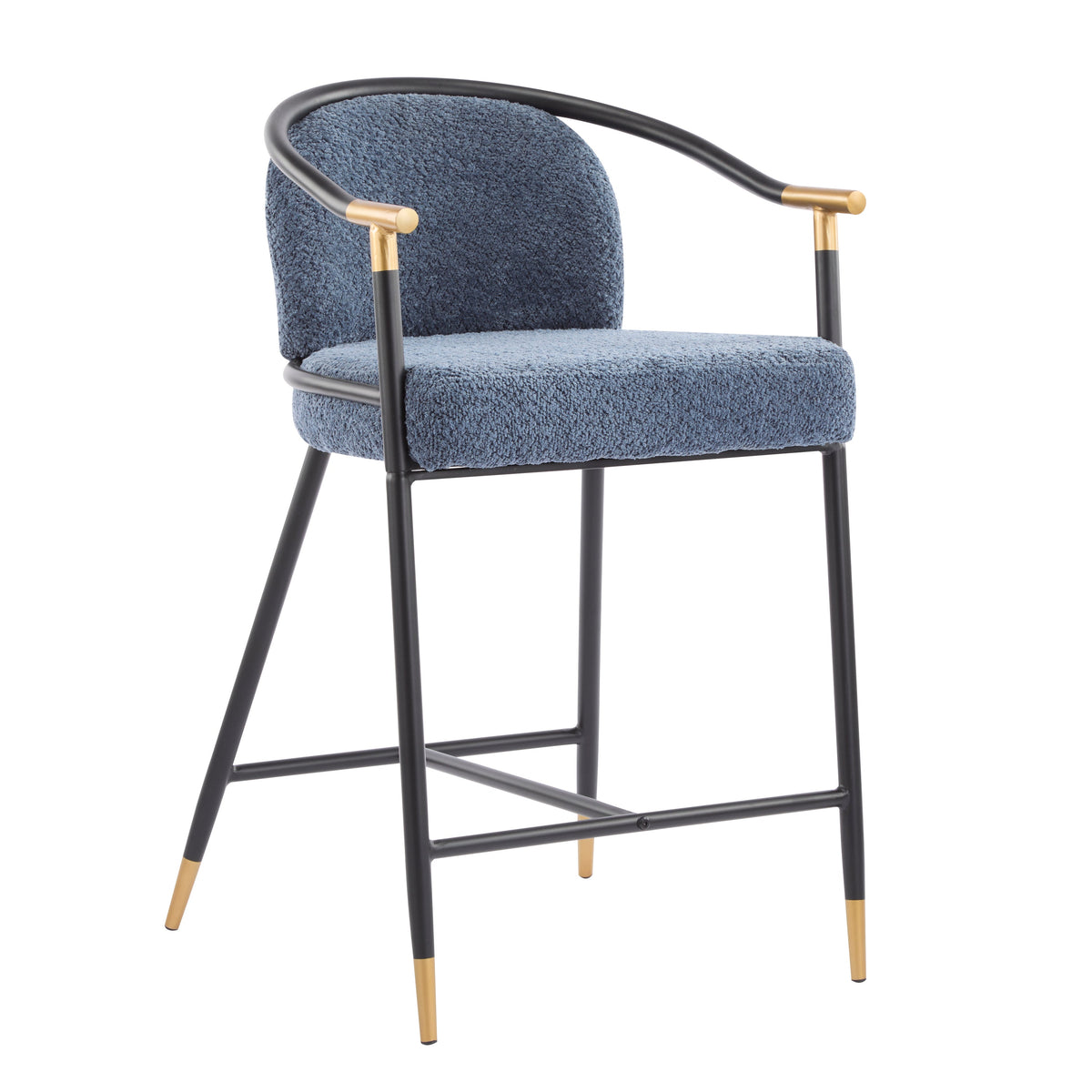 The Harbor Bar Navy & Brass Counter Stools — Set of 2
