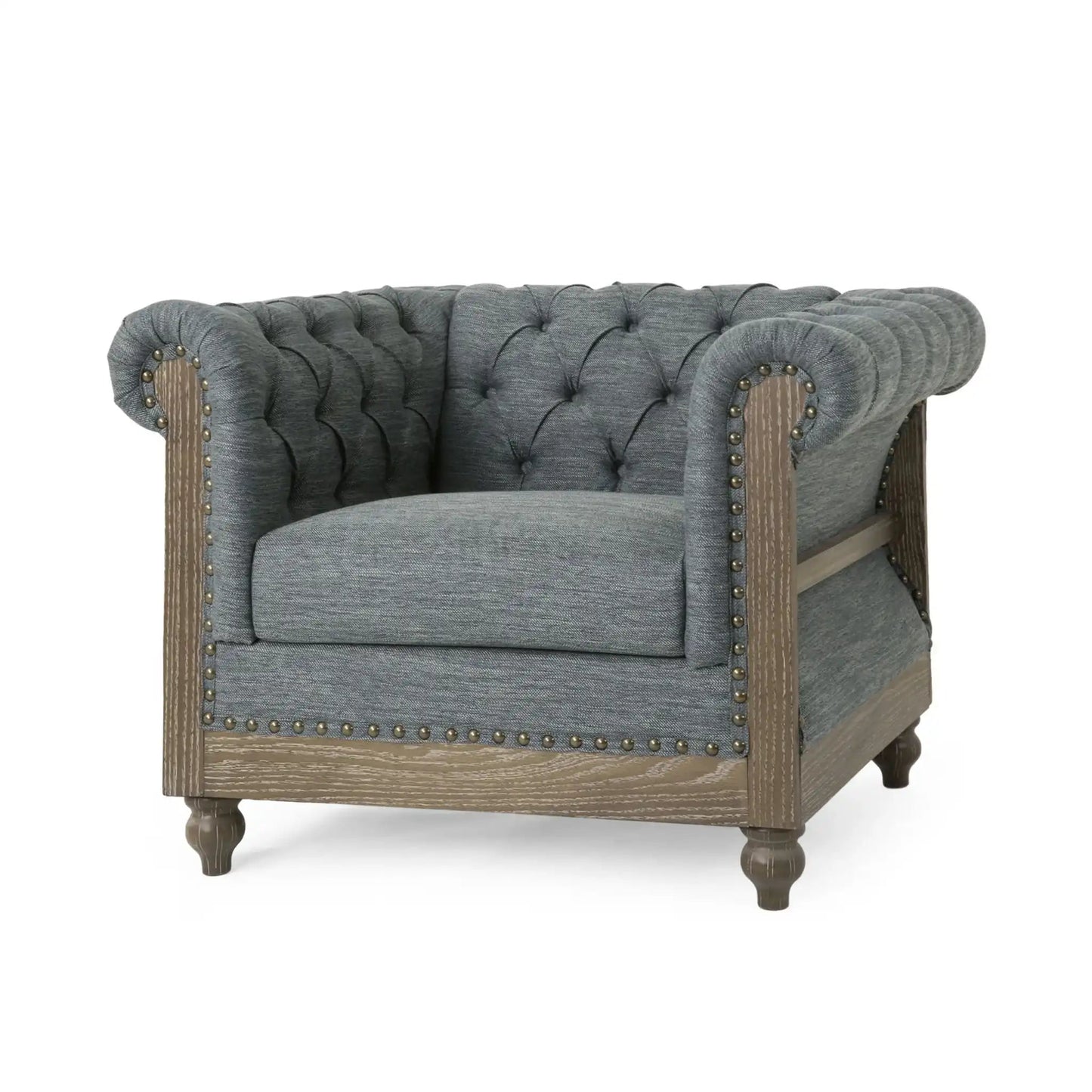 Ashbourne Tufted Club Chair with Scrolled Tuxedo Arms