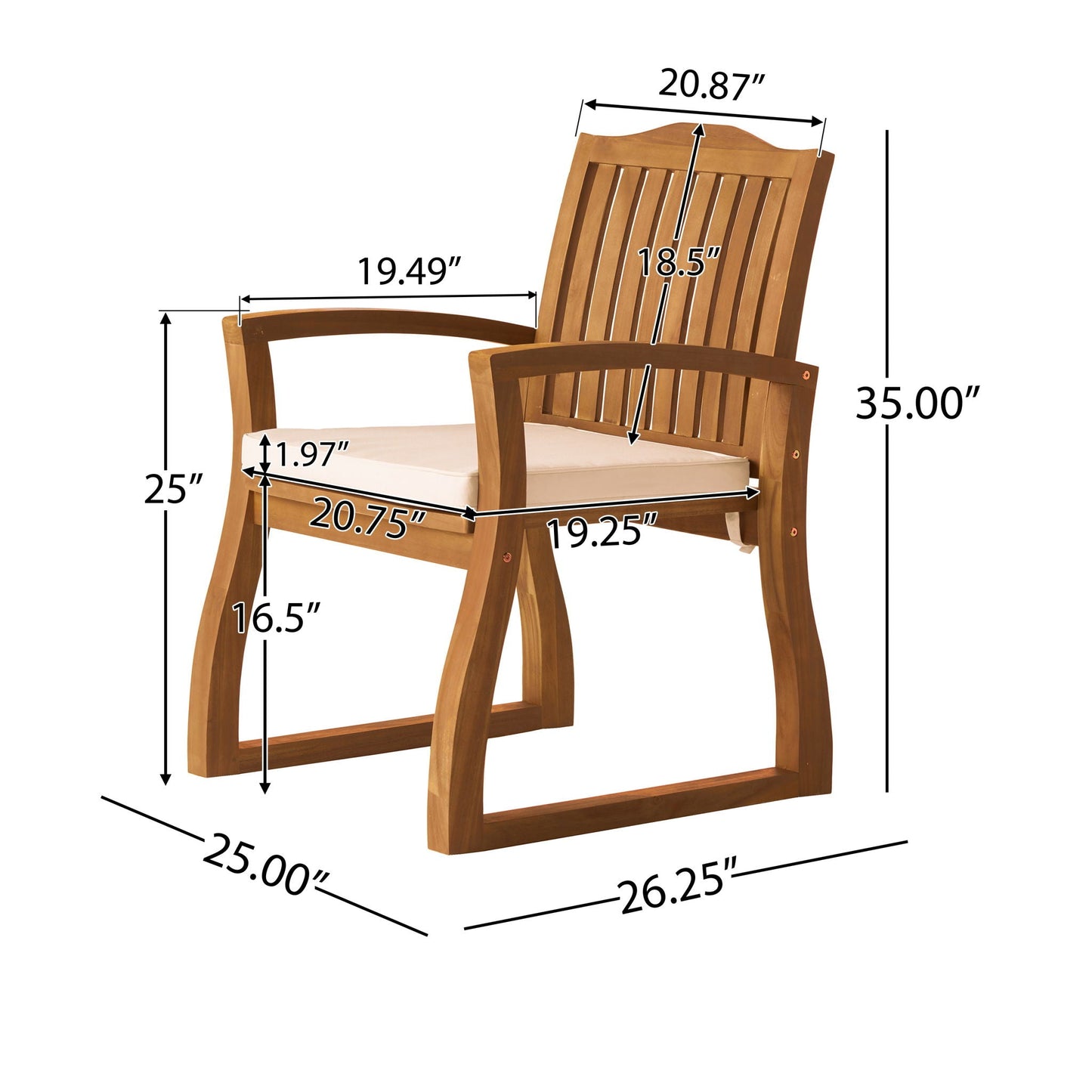The Ashbourne Outdoor Teak Dining Armchairs with Performance Cushions | Set of 2