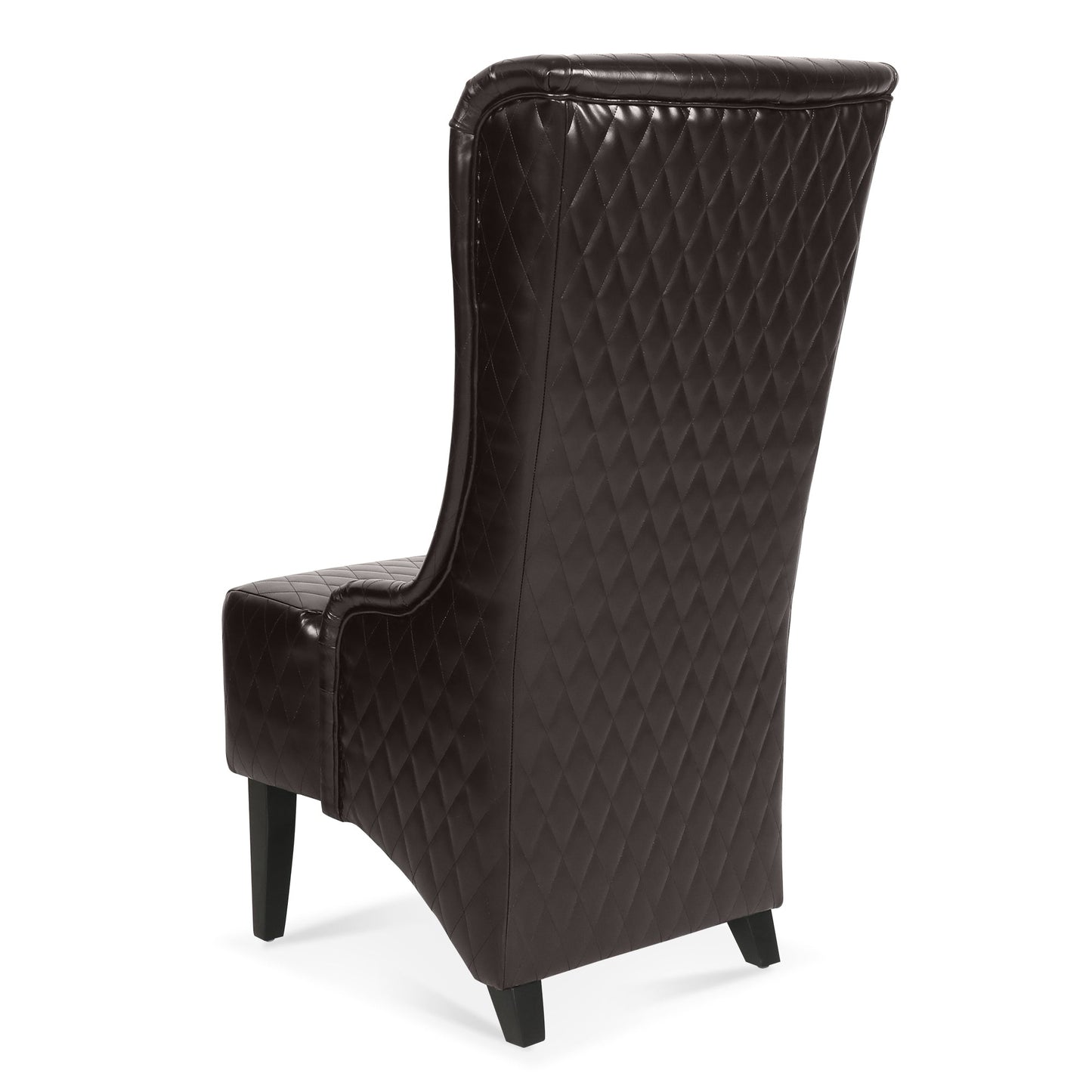 Accent Chair Wingback PU Leather Dark Brown High-Back Birch Legs 220 LB