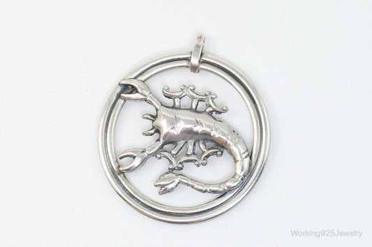 Vintage Designer Van Dell Scorpion Scorpio Sterling Silver Pendant