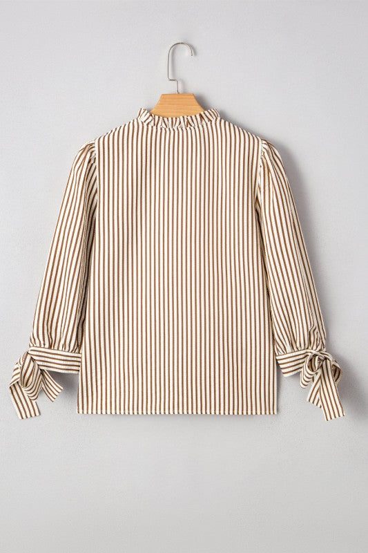 Blair Tied Cuffs Seersucker Blouse