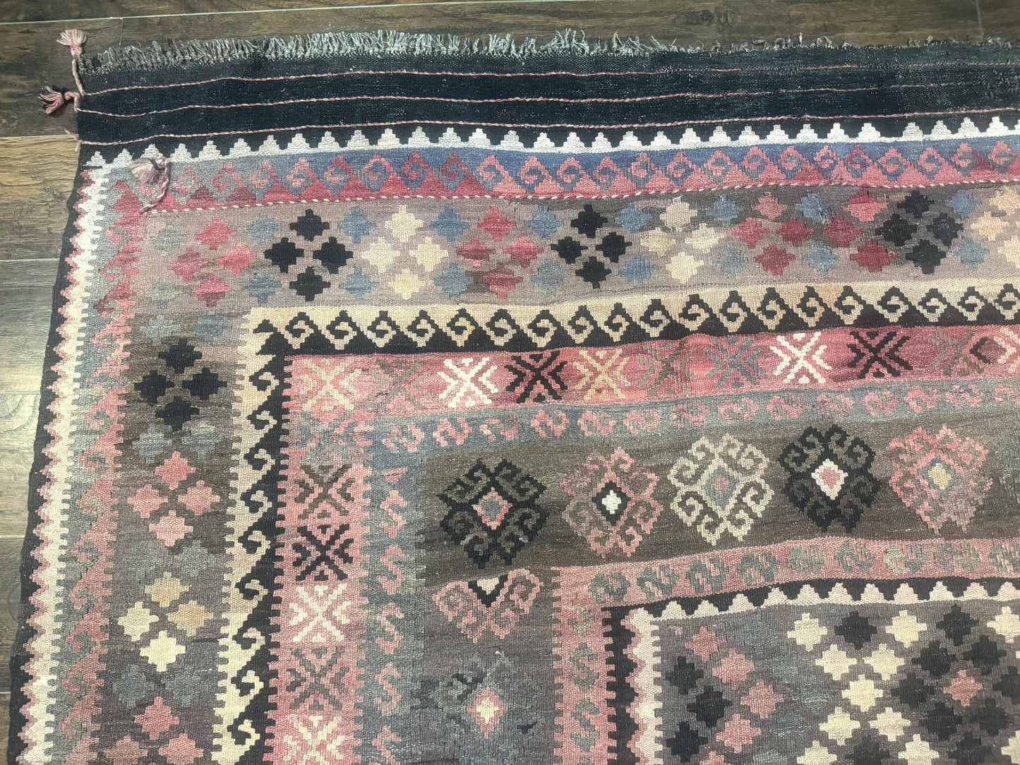 Persian Kurdish Kilim Rug 8x10, Large Flatweave Tribal Bohemian Rug, Vintage Zarand Kilim