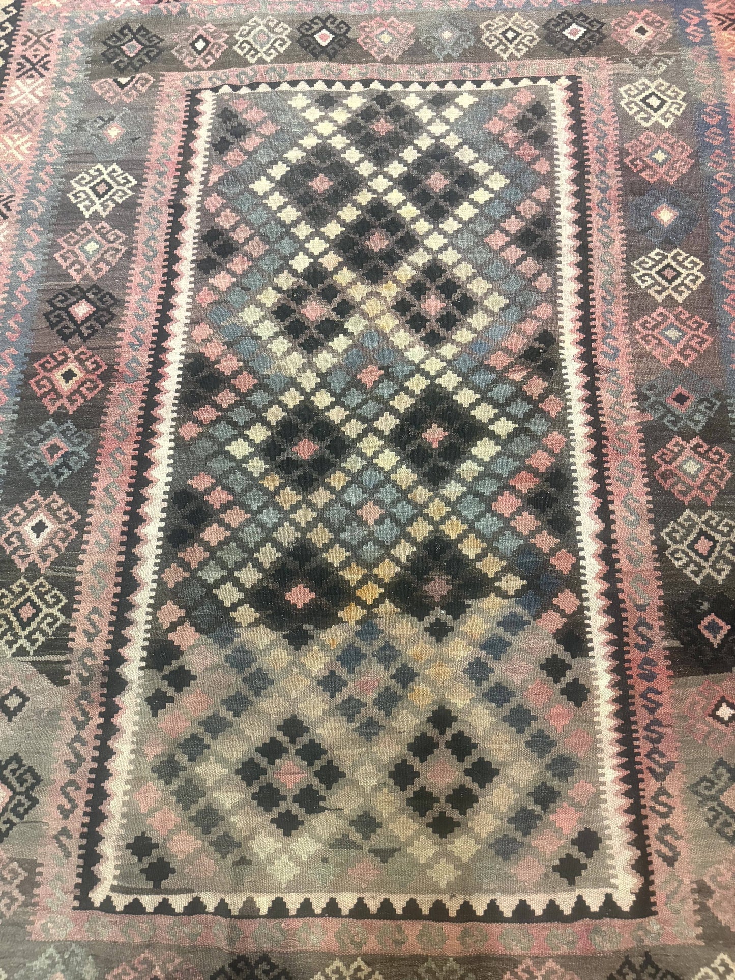 Persian Kurdish Kilim Rug 8x10, Large Flatweave Tribal Bohemian Rug, Vintage Zarand Kilim
