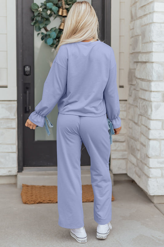 Rory Beau Flounce Long Sleeve Lounge Set