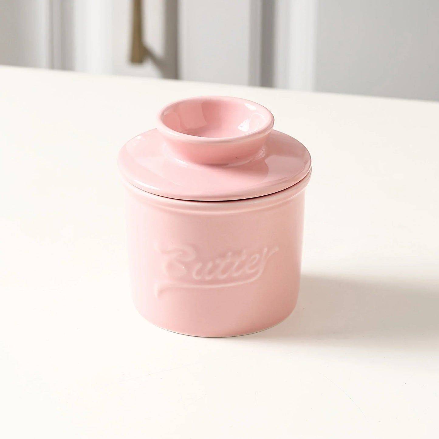 Marbled Ceramic Butter Keeper — Ivory