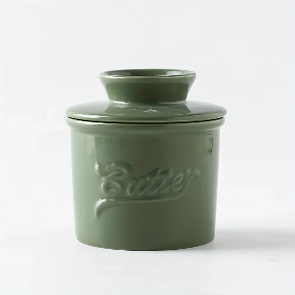 Marbled Ceramic Butter Keeper — Ivory