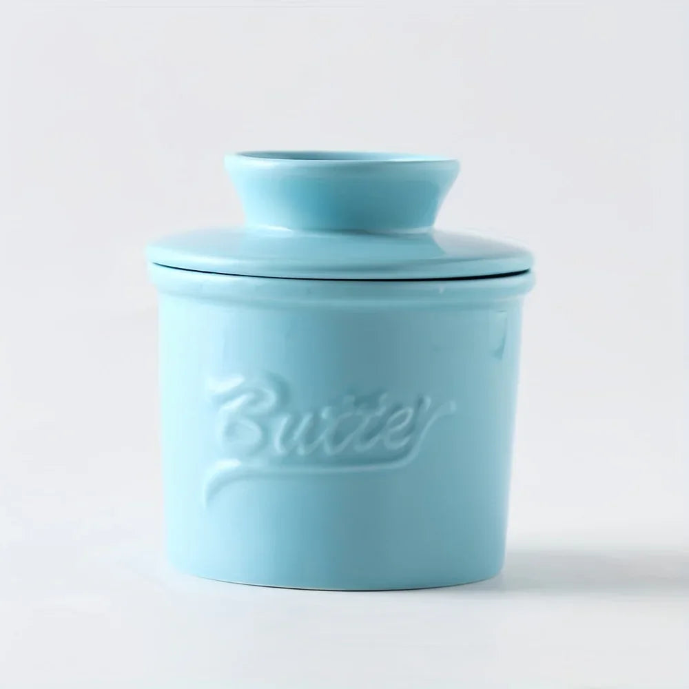 Marbled Ceramic Butter Keeper — Ivory