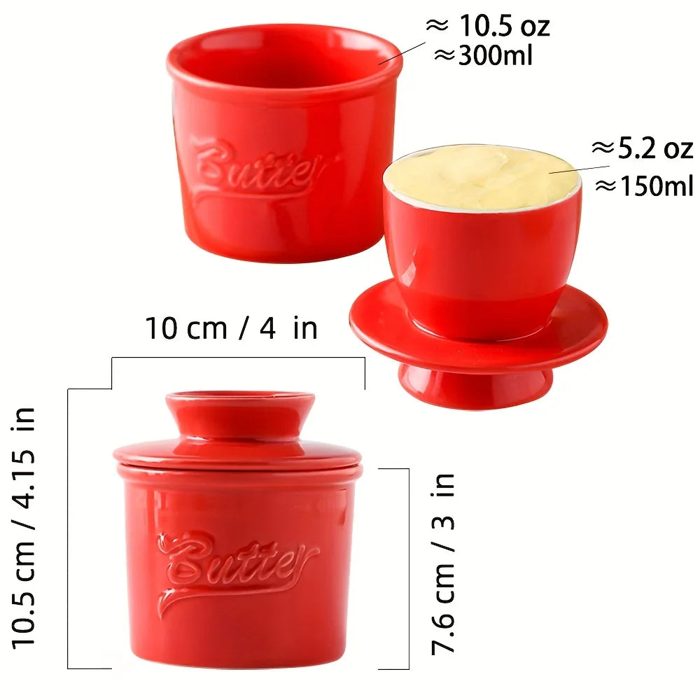 Marbled Ceramic Butter Keeper — Ivory