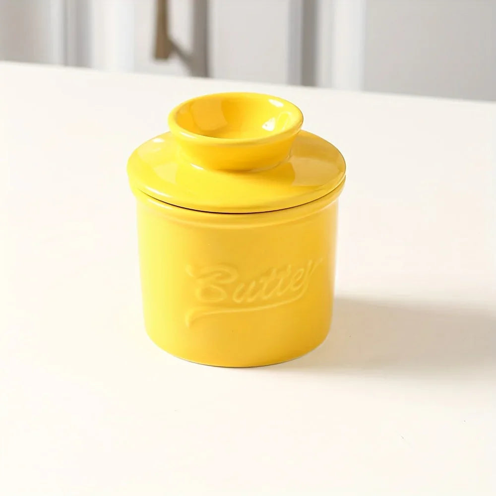 Marbled Ceramic Butter Keeper — Ivory