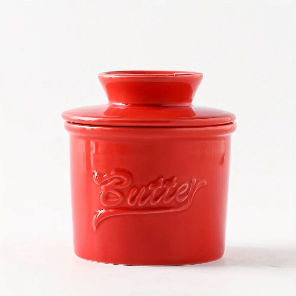 Marbled Ceramic Butter Keeper — Ivory