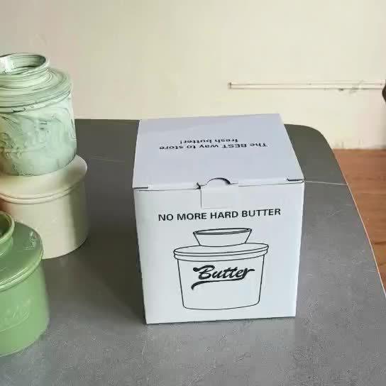 Marbled Ceramic Butter Keeper — Ivory