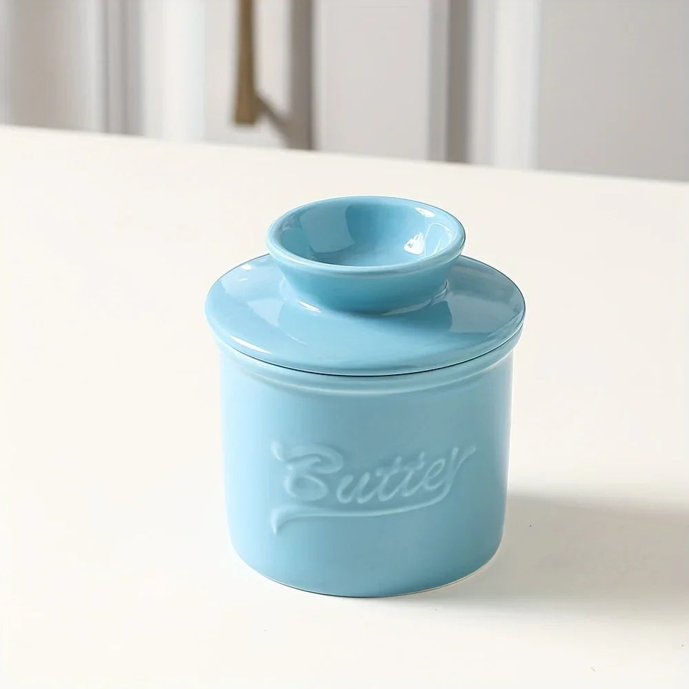 Marbled Ceramic Butter Keeper — Ivory