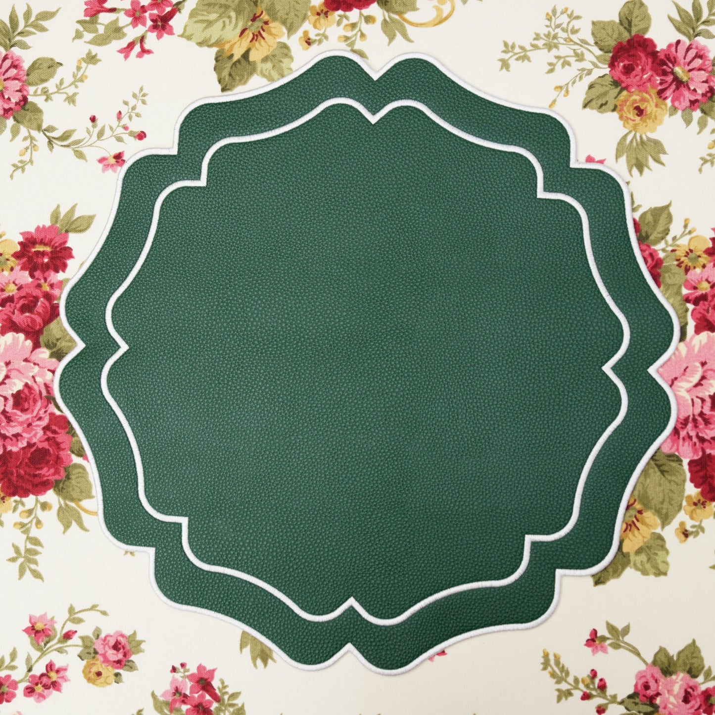 VISTA GREEN WAVY FAUX LEATHER PLACEMAT (Set Of 4)