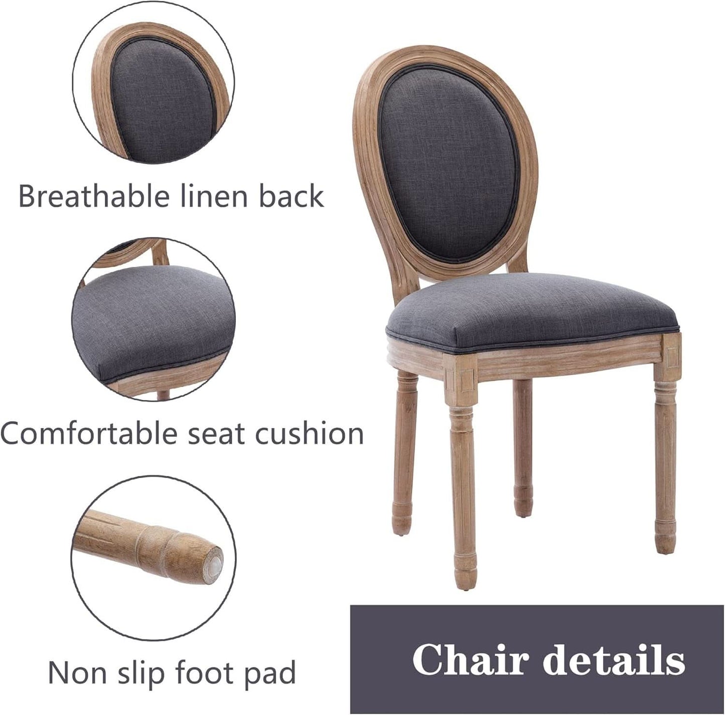 French Country Dining Chairs Set of 4 Oak Wood Round Back