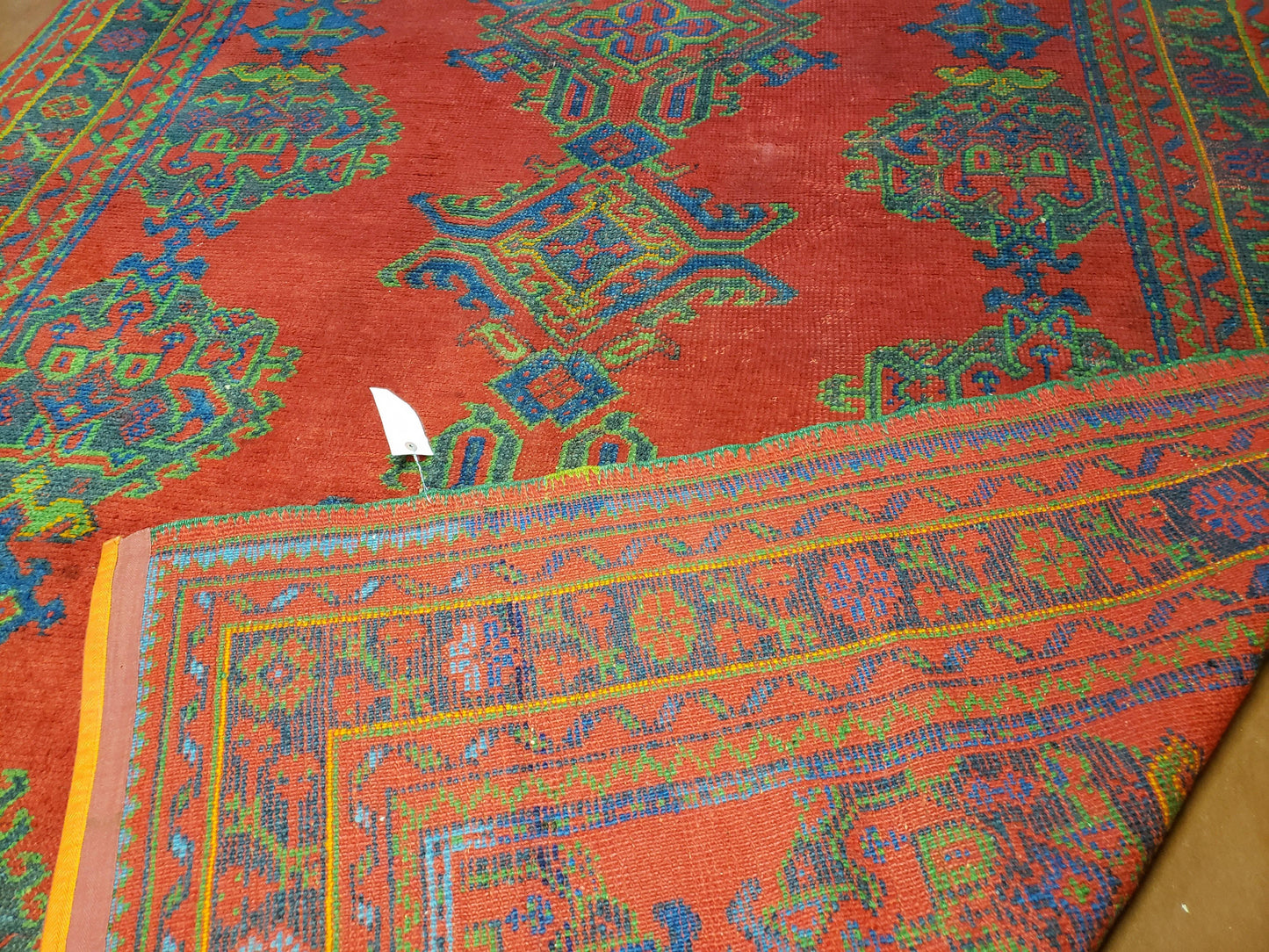 7x11 Turkish Oushak Rug, Vintage Red & Blue Oriental Carpet, Hand Knotted Wool Area Rug 7 x 11, Turkish Sparta Rug, Antique Turkish Rug Nice