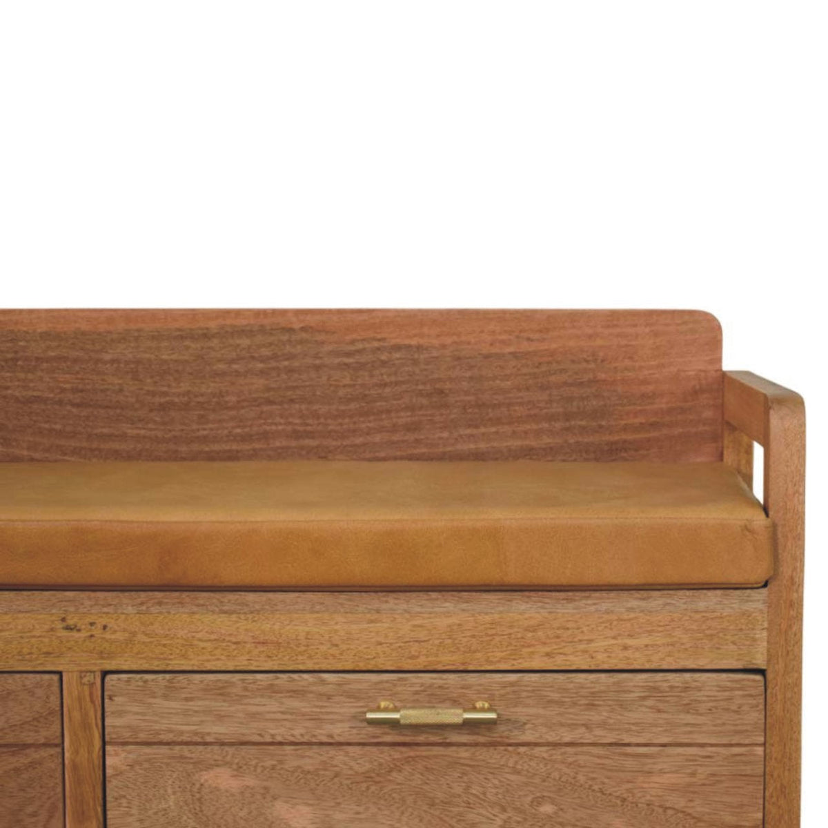 The Oxford Oak & Buffalo Leather Storage Bench — Tan