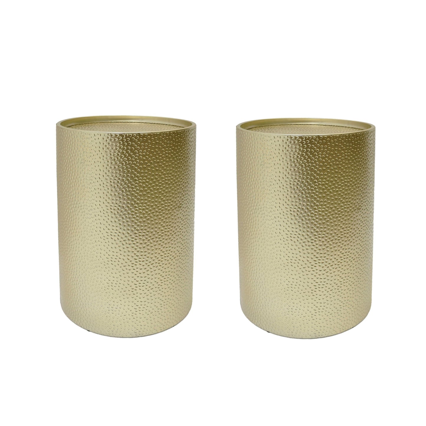 Modern Round Accent Table With Hammered Surface
