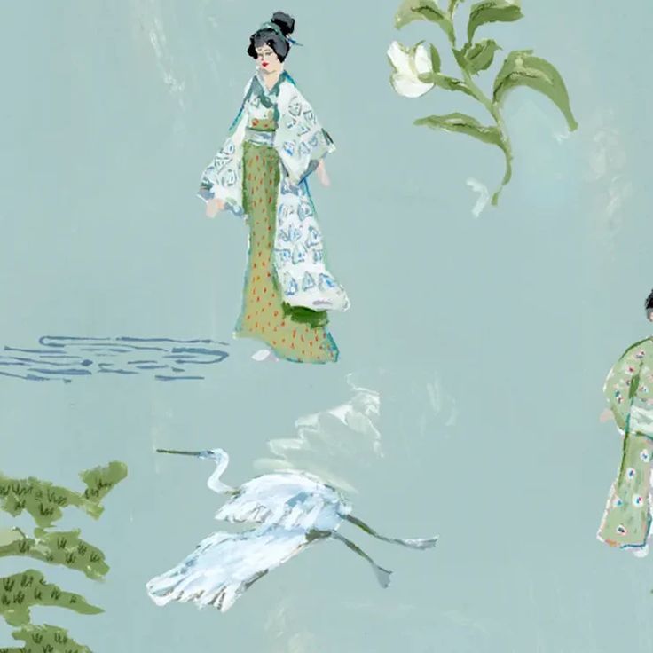 Bettie in Blue-Green Wallpaper