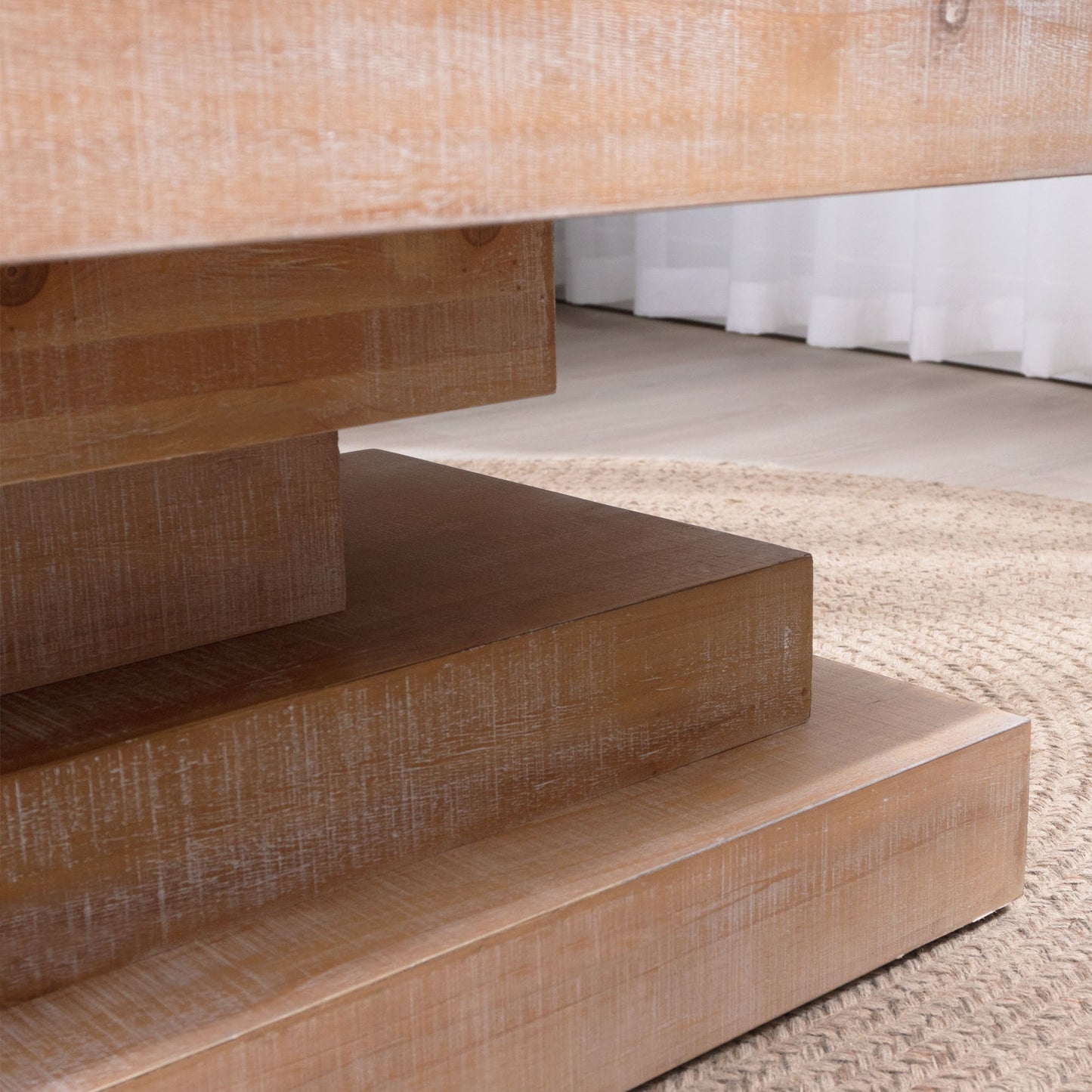 Modern Rustic Geometric Coffee Table – Rectangular Wood Center Table