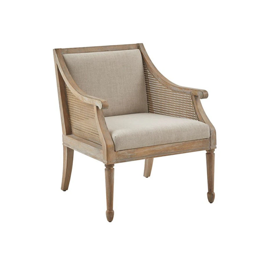 The Ashbourne Cane Accent Armchair with Upholstered Cushion