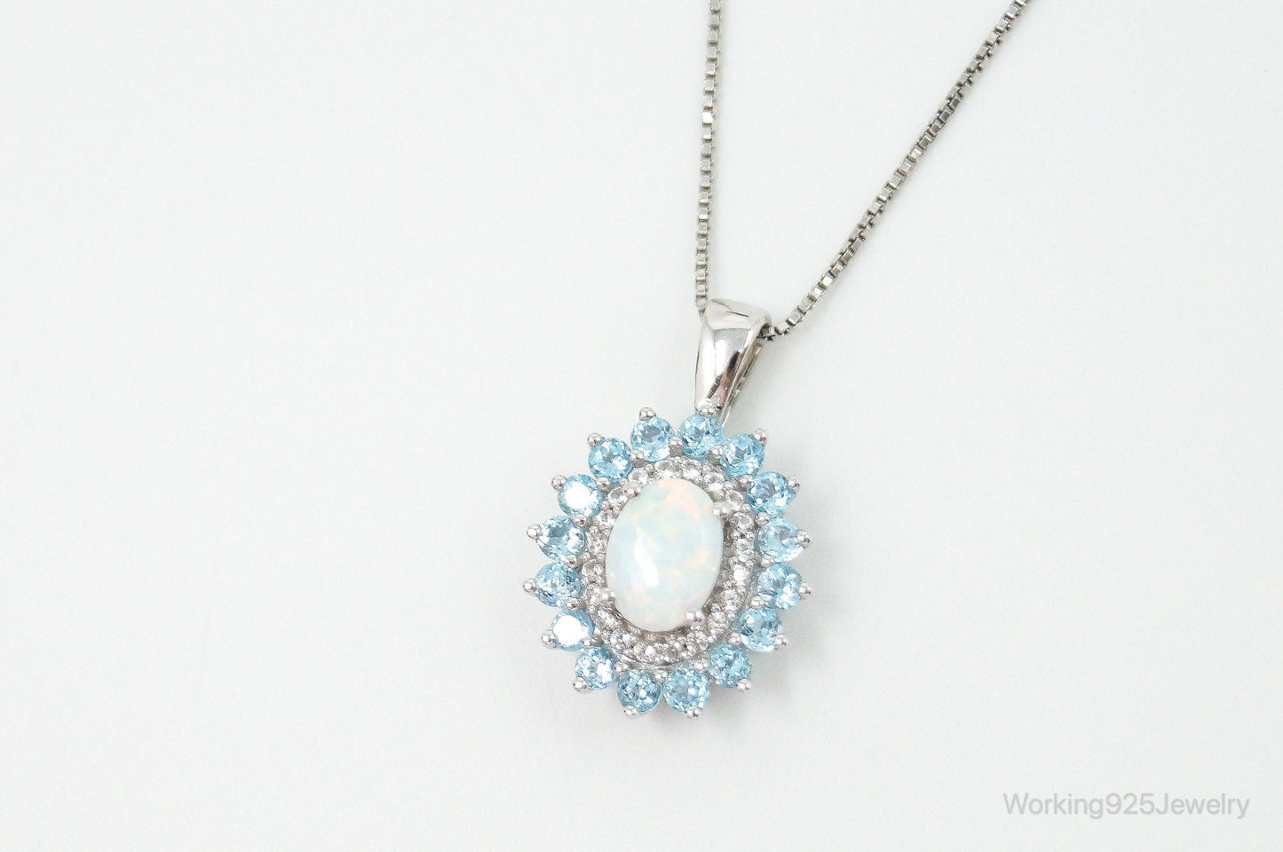 Designer Jane Seymour Blue Topaz Cubic Zirconia Sterling Silver Necklace