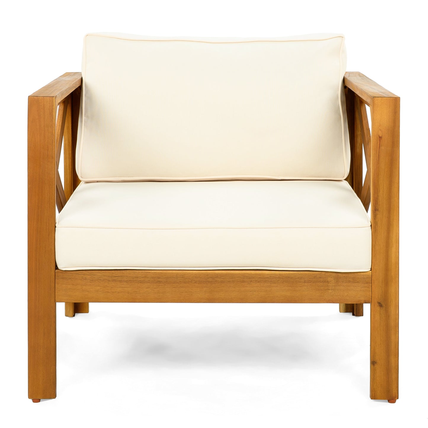 Patio Conversation Set Modern Acacia Wood Teak Finish 2 Armchairs and Table
