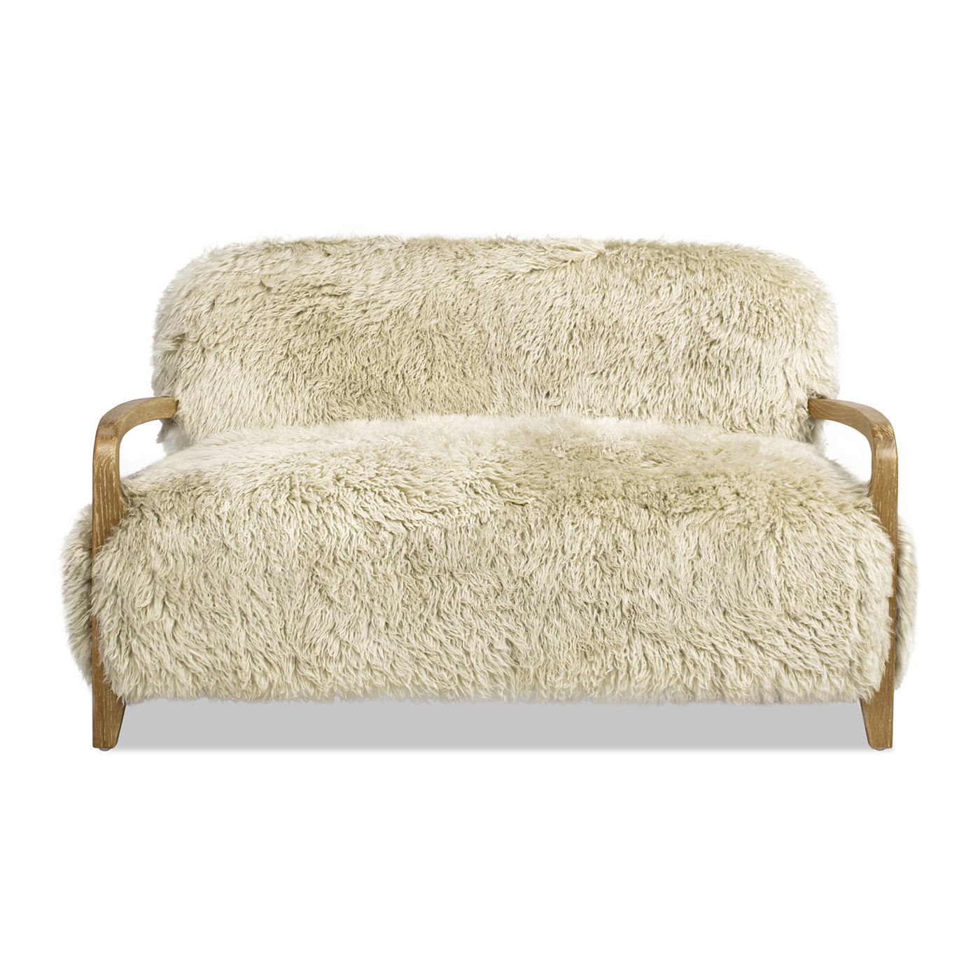 ** Enchante - Sheepskin Accent Loveseat - Taupe / Natural