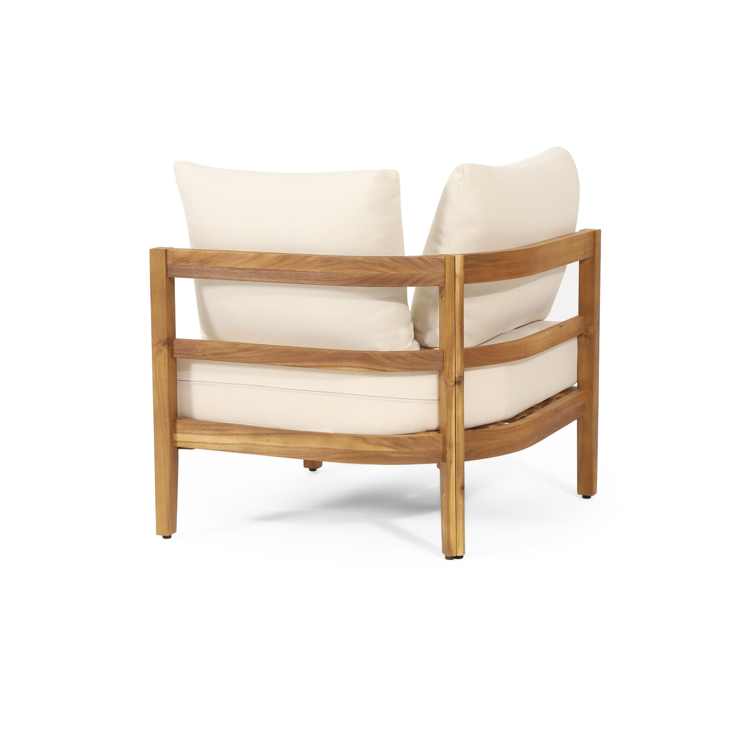 Outdoor Teak Conversation Set with Beige Cushions 4 Piece