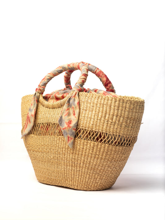 Butterfly Bag Medium - Natural w/ Light Grey and Red Lining