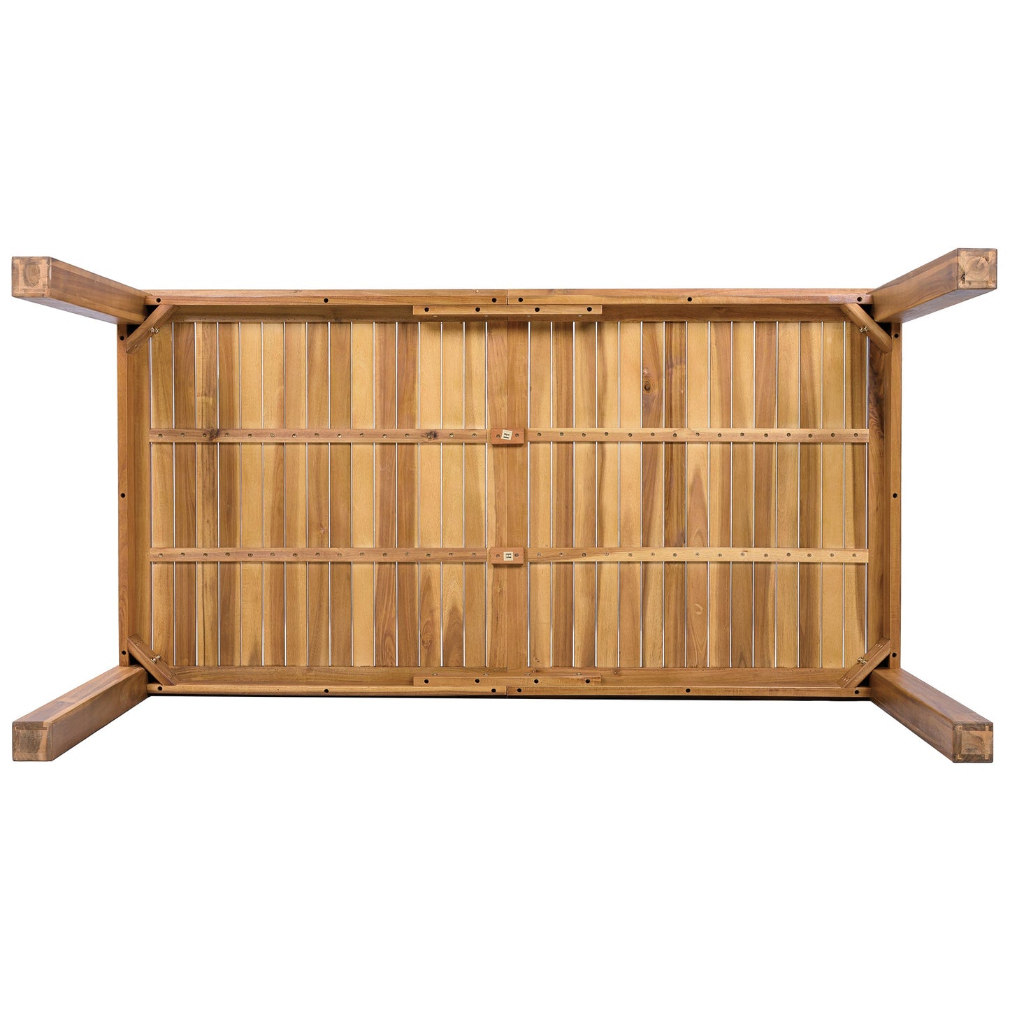 Patio Dining Set Rectangular, 67 Inch Wooden Table with 6 Rattan Armchairs