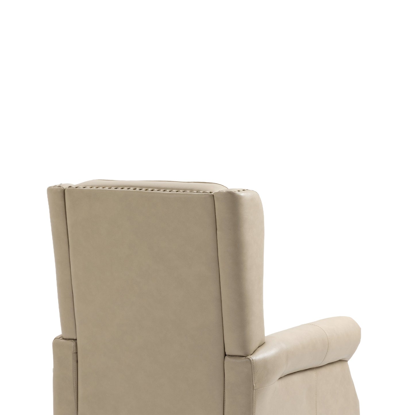 Accent Lounge Chair PU Leather Camel Rubber Wood Legs Sinuous Springs 250 LB