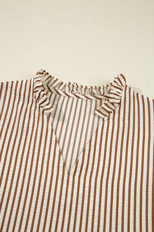 Blair Tied Cuffs Seersucker Blouse