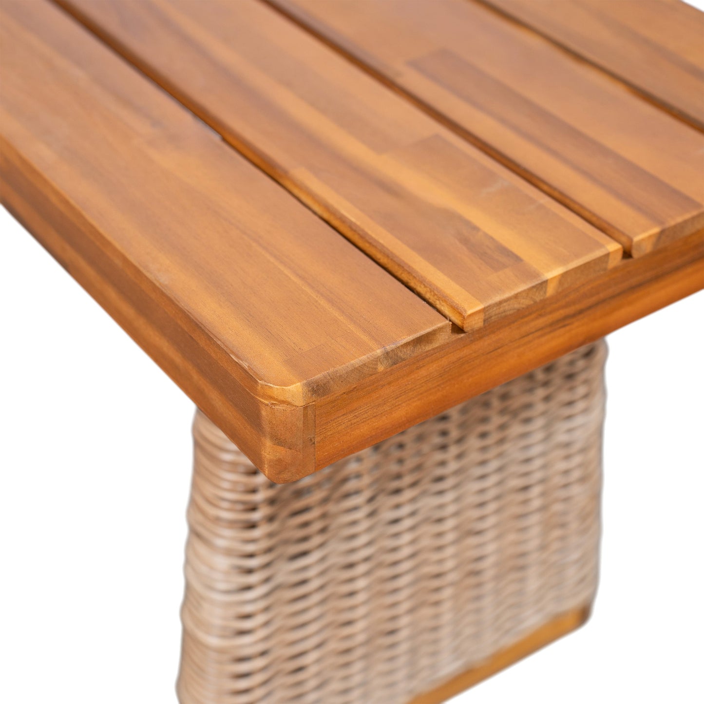 Outdoor Set 3-piece Acacia Wood Dining with Handwoven Rattan Legs Brown