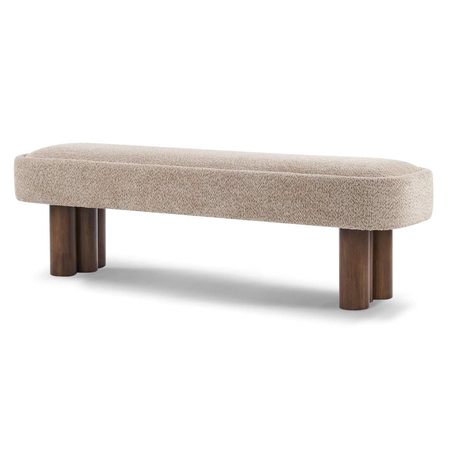 Indoor Upholstered Dining Bench - Khaki / Walnut