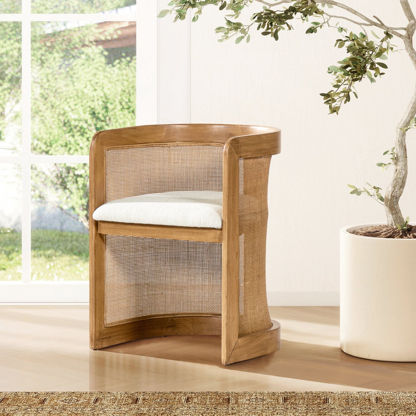 The Lilith Curved Rattan Dining Chair